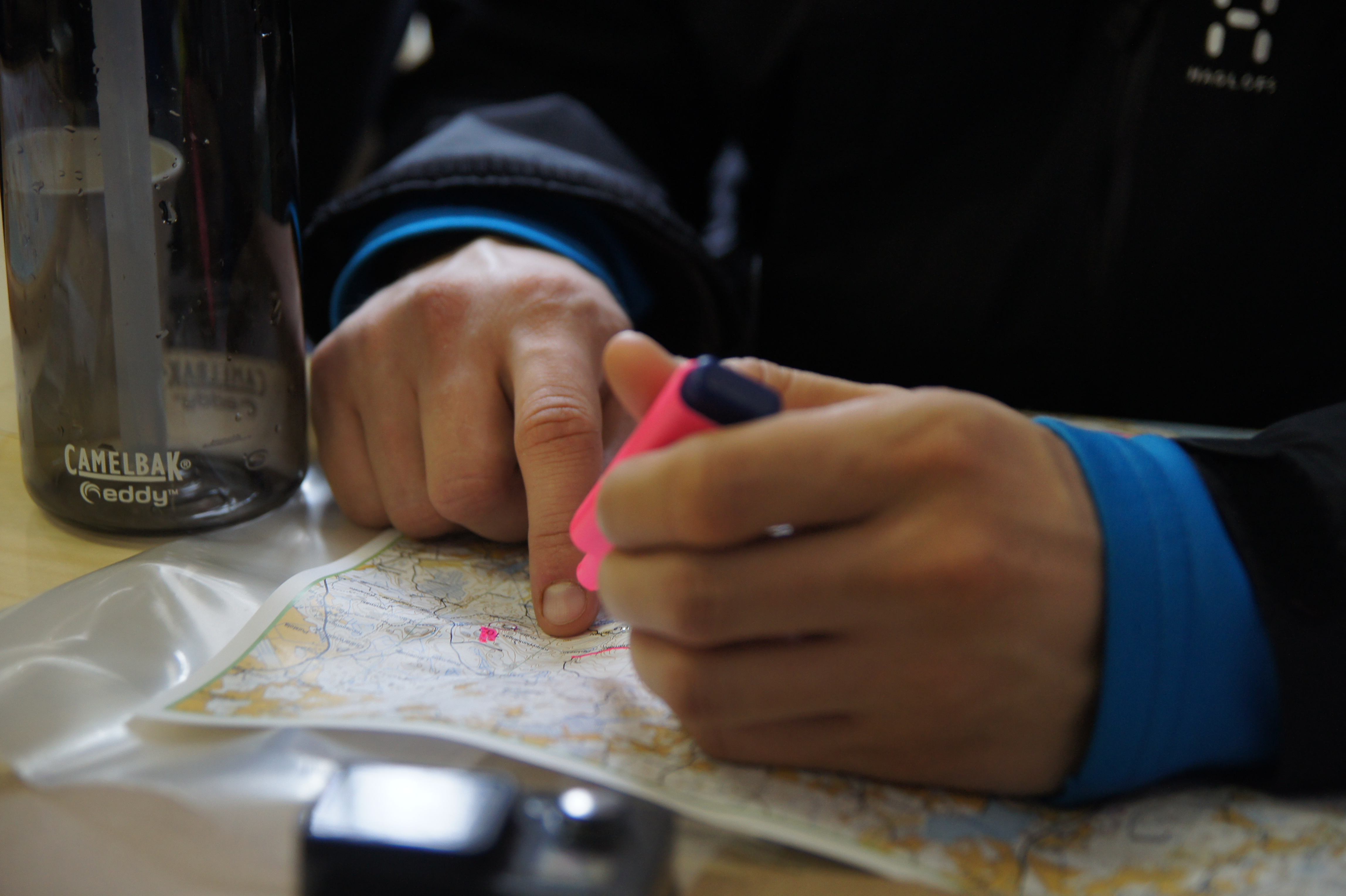 Timppa merkitsee valmiin reitin kartalle